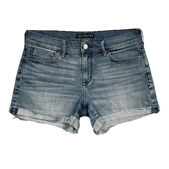 Abercrombie & Fitch Denim Shorts 27 (W30) Blue Jean Mid Rise Stretch Womens - Picture 2 of 7